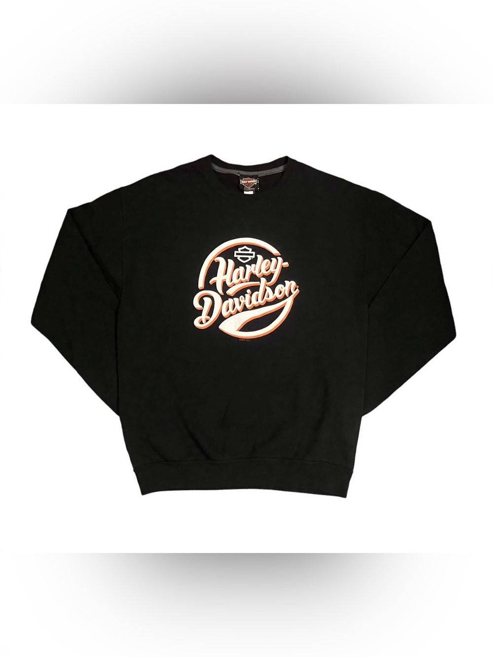 Harley-Davidson Black Crewneck Sweatshirt with Orange Logo